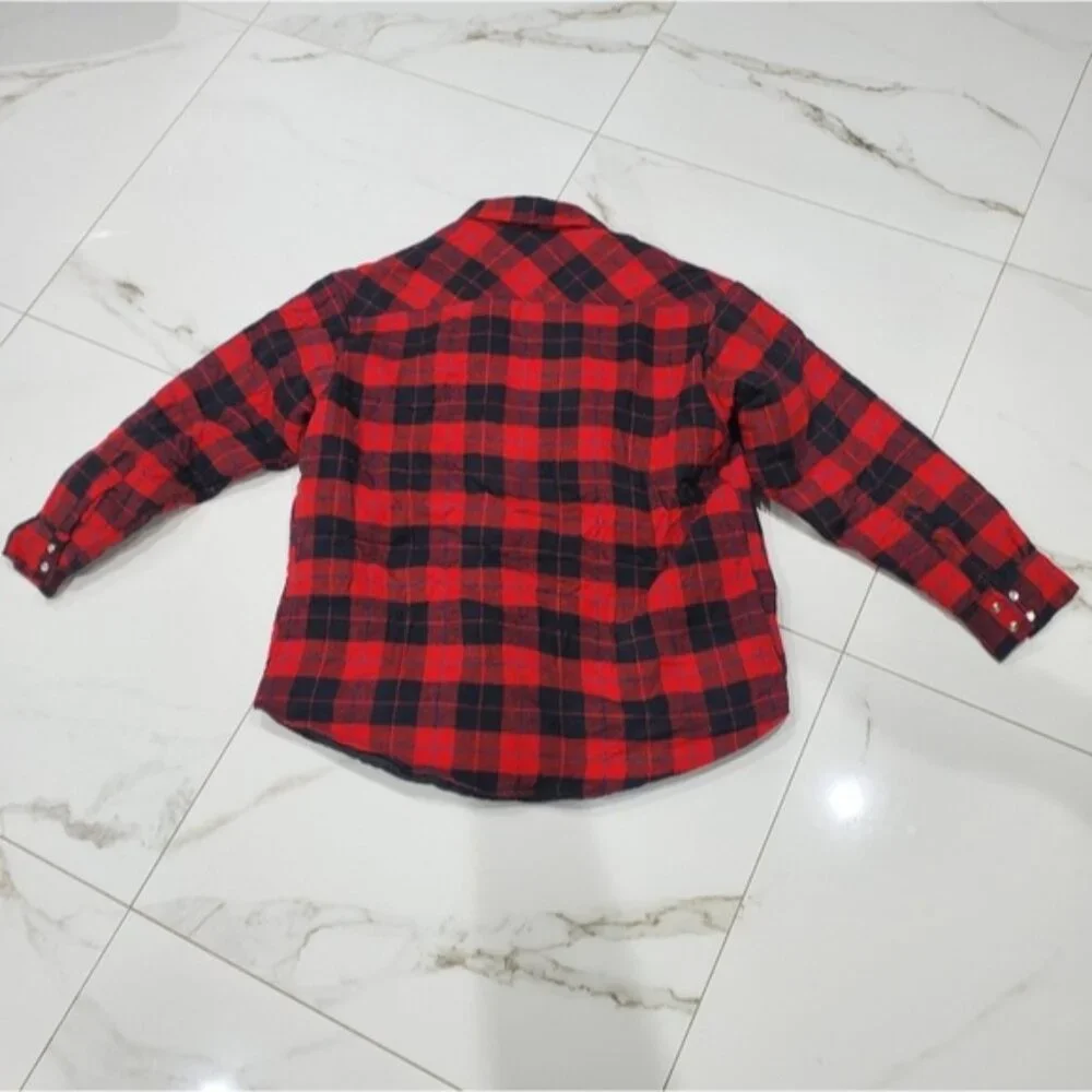 MARK'S Thick Cozy Red Quilted Shirt Jacket - Picture 7 of 14